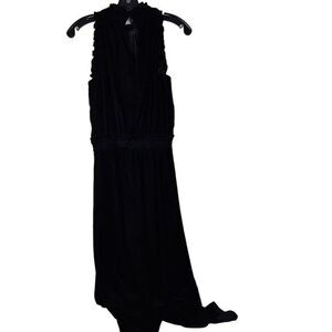 Shoshanna Black Velvet Sharkbite Midi Dress Size 2 Evening Gown